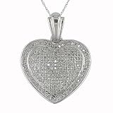 10K White Gold 3/4 ctw Diamond Heart Pendant