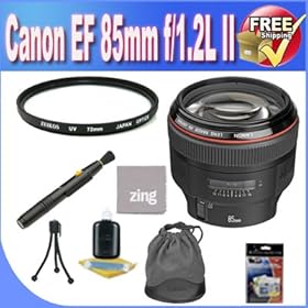 Canon EF 85mm f1.2L II USM Lens+ UV Filter + Lens Case + Zing MicroFiber Cleaning Cloth + Lens Pen Cleaner + Lens Accessory Saver Bundle !!!