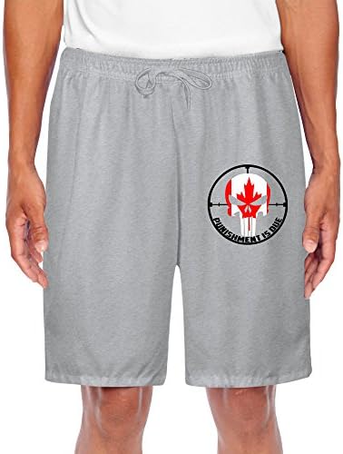 TOPNN Men's Cool Canada Flag And Skull Short Sweatpants Ash