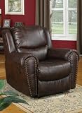 Bonded Leather Match Rocker/Recliner in Rustic Brown Finish
