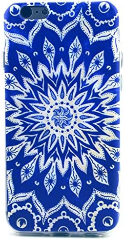 6 Case, iPhone 6 Case LUOLNH Blue Sunflower Pattern Clear TPU Silicone Gel Back Cover Skin Soft Case for iPhone 6 4.7 Inch