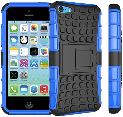 Generic Heavy Duty Tough Rugged Dual Layer Case with Built-in Kickstand, Tank Series Slim Fit Dual Layer Hybrid Armor Protective Case Cover, For Iphone5C (Blue)