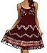 Sakkas Jolie Batik Embroidered Adjustable Spaghetti Strap Dress