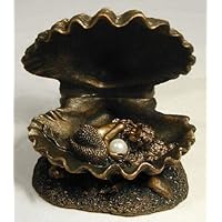 SLEEPING MERMAID BABY IN SEASHELL STATUE Bronze Finish