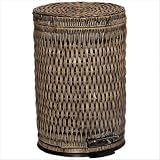 Lamont Home Handcrafted Rattan 20-Liter Step Can Trash/Recycling Bin, Mahogany