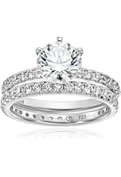 Platinum-Plated Sterling Silver Swarovski Zirconia Ring Set