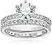 Amazon Collection Platinum-Plated Sterling Silver Swarovski Zirconia Ring Set