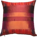 Russet & Bronze Strip Thai Silk Pillow