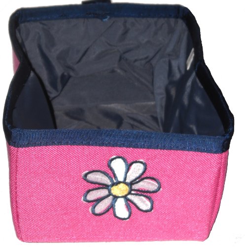 LIFE IS GOOD ON THE GO TRAVEL DOG WATER BOWL DAISY ON PINK Holds 1.5L