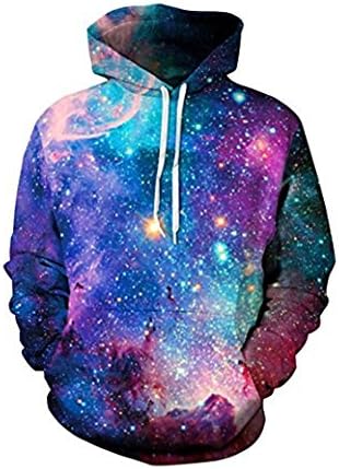 Hurama Womens 3D Digital Printed Big Pockets Sweatshirts Hoodies Galaxy Star XL