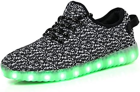 Hicooer 7 Colors Shoes LED Kids Child Boy Girls Slip-on USB Charging Light Fashion Sneakers 101 Grey 1.5