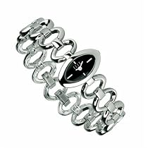 ELLE TIME Women's Sterling Silver Oval Link Bracelet Watch #4659BKMOPA