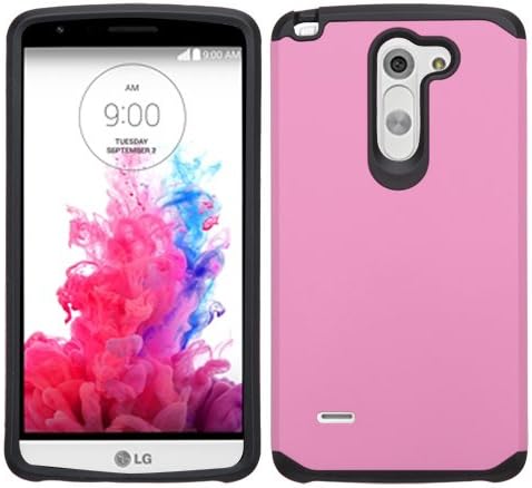 LG D690 (G3 Stylus) Phone Case, Luxca (Tm) LG D690 (G3 Stylus) Hybrid Heavy Duty Rugged Impact Advanced Armor Soft Silicone Cover Hard Snap On Astronoot Case + Clear Lcd Screen Protector + Luxca (Tm) Stylus Pen (Pink / Black Astronoot)