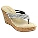 Beston EB00 Women's Platform Rhinestone Comfy Thong Wedge Sandal Half Size Small