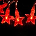 Red Flat Star LED Battery operated Fairy Lights 10 bulbs