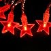 Red Flat Star LED Battery operated Fairy Lights 10 bulbs