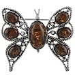 Sterling Silver Amber Butterfly Pin