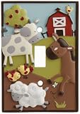 Kids Line Animal Acres Switchplate Cover, Green/Brown
