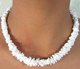 Native Treasure All White Chips Puka Shell Necklace Hawaiian Style Surfer Beach Puca Beads Men's Choker - 16 Inch