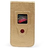 PCMICROSTORE Brand AT&T Cingular Motorola MOTORAZR Razr V3xx Gold Leather Clip On Flip Case Cover with Removable Belt Clip