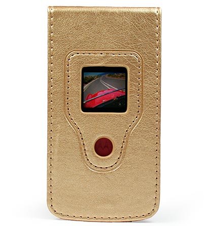PCMICROSTORE Brand AT&T Cingular Motorola MOTORAZR Razr V3xx Gold Leather Clip On Flip Case Cover with Removable Belt Clip