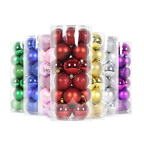 Zolee Christmas Balls Ornament for Holiday Xmas Garden Decorations,2.36"/60mm (24ct,Red)