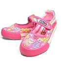 KIDS , Mädchen Leinen Klett-Ballerina mit Perlchen und Printmotiven, pink-multicolour