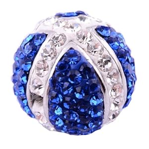 Kadima Swarovski Elements ,Disco Ball ,Shamballa Ball , Lots of 12pcs 15MM Alloy Cross Loose Beads with Sapphire Blue/Clear Gemstone