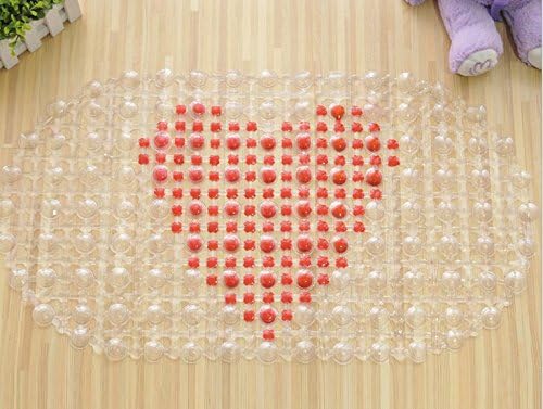 Sweet Big Red Heart Nonslip Bathroom Rugs, Waterproof Antibacterial PVC Bath Mat, Transparent Red Clear, 27x15 inches(68x38cm)