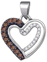 Chocolate Brown Diamond Heart Pendant Love Fashion 10k White Gold (0.20 ct.tw)