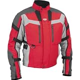 FirstGear TPG Teton Men's Textile Sports Bike Motorcycle Jacket w/ Free B&F Heart Sticker Bundle - Red/Dark Silver/Grey / Large