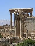 IMAGE OF Snow Capped Mountains of the Anti-Lebanon Range Behind the Roman Archaeological Site, Lebanon Photographic Poster Print by Christian Kober, 30x40