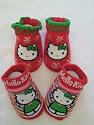 Hello Kitty Booties Socks X'mas Pattern Girl Baby Infant with Hello Kitty Sign Sock 2 Pair One Set New Red/white and Red/pink 0-12 Months