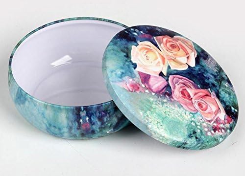 YEDAYS Halloween Candy Box Handmade Round Large Tinplate Cookie Jar Boxes (Rose)