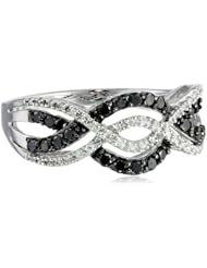 10k White Gold Black and White Diamond Waves Ring (1/2 cttw, I-J Color, I2-I3 Clarity)