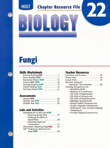 Holt Biology Chapter 22 Resource File: Fungi