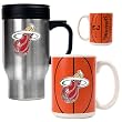Miami Heat Stainless Steel Travel Mug & Gameball Ceramic Mug Set - Primary Logo NBA Basketball