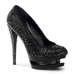 6 inch Stiletto Heel, 1 1/2 inch Dual Platform Pump Black Suede/Black