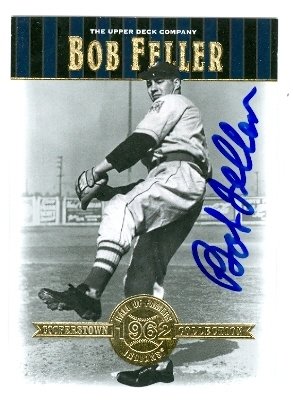 Bob Feller Autographed/Hand Signed Baseball Card (Cleveland Indians) 2001 Upper Deck Cooperstown Col
