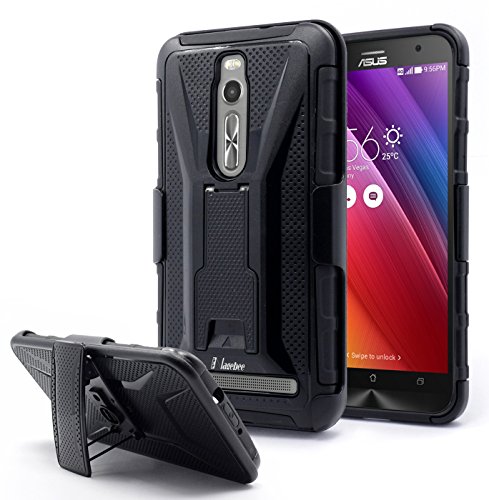 ASUS ZenFone 2 Case,(5.5-Inch) Nagebee - Asus ZenFone 2 Heavy Duty Hybrid Armor Dual Layer Rhino Kickstand Belt Clip Holster Combo Rugged Case for ASUS ZenFone 2 ,(5.5-Inch) ZE550ML / ZE551ML (Holster Combo Black)