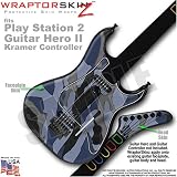 PS2 Guitar Hero II (2) Kramer Guitar Camouflage Blue WraptorSkinz TM Faceplate Skin by TuneTattooz TM