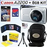 Canon Powershot A2200 14.1 MP Digital Camera (Silver) + 8GB Accessory Kit