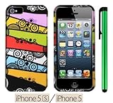 Apple Iphone 5S Or Iphone 5 Premium Pretty Design Protector Hard Cover Case / 1 of New Assorted Color Metal Stylus Touch Screen Pen (Colorful Stripes)