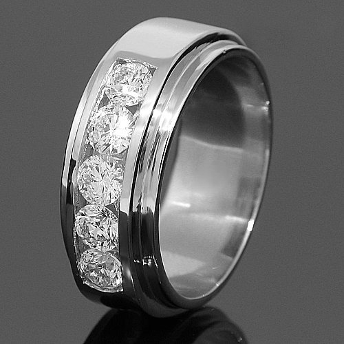 Platinum Mens Diamond Wedding Band 2.03 Ctw