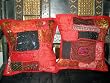 Christmas Gift-2 Red Black Embroidery Vintage Sari Toss Pillow Cushion Covers Free Shipping