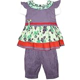 from Pixie Togs Babywear Baby Girls Embroidery-Embossed Layered Top & Cuffed Shorts 2 Piece Set (Grape) (12-18 Months)