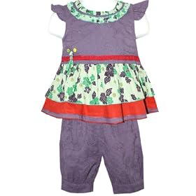 Baby Girls Embroidery Embossed Capri Cuffed Shorts & Tiered Top 2 Piece Set (12-18 Months)