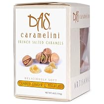 All Natural Fleur de Sel Caramels - Candied Ginger & Pistachio, 4 Oz Box