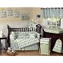 Blue and Green Argyle Baby Beddings - 9pc Crib Set