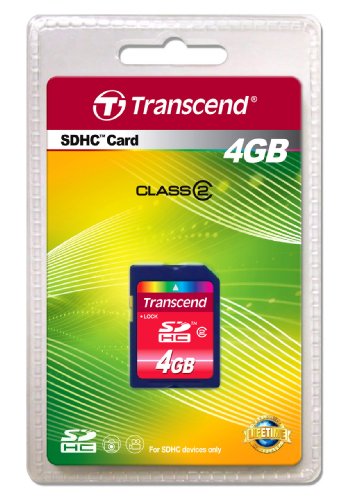 Transcend 4 GB SDHC Class 2 Flash Memory Card TS4GSDHC2 (Red)